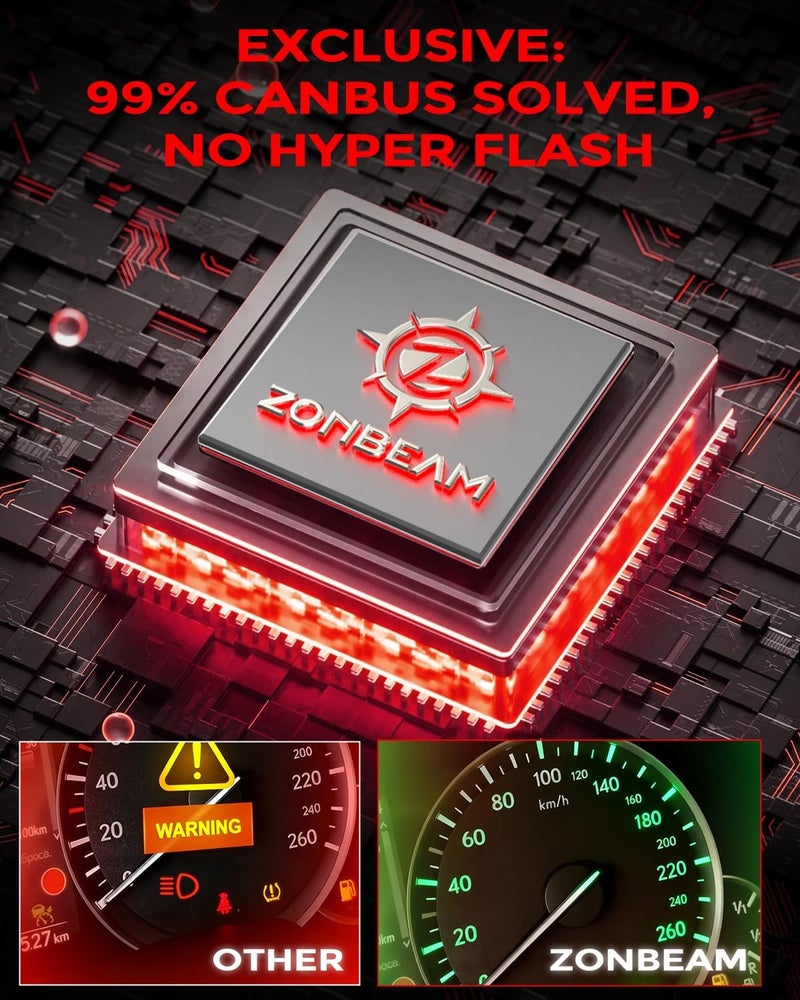 ZONBEAM 3157 P27/7W Red LED Brake Tail Light Bulbs, CANBUS Error Free,No Hyper Flash - 1860-SMD Chips Powerful & Super Bright with Cooling Fan - CK & Standard Socket Plug-and-Play - Image 2